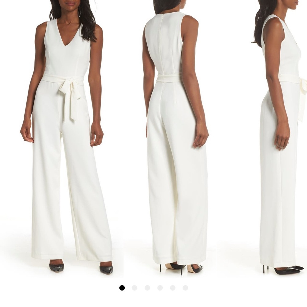 Vince Camuto BLACK Tie Front Wide Leg Jumpsuit